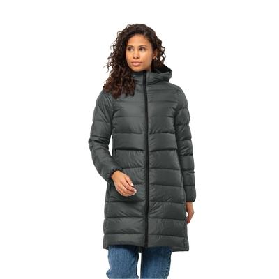 Daunenmantel JACK WOLFSKIN "LENAUPLATZ", Damen, Gr. XXL (48), grün (slate grün), Obermaterial: 100% Polyamid. Wattierung: 90% Daunen, 10% Federn, sportlich, hoch geschlossener Ausschnitt, Langarm elastischer Bund, Mäntel Image