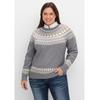 Strickpullover SHEEGO BY JOE BROWNS "Große Größen", Damen, Gr. 48/50, grau (grau meliert), Feinstrick, Obermaterial: 47% Viskose (LENZING ECOVERO), 29% Polyester, 21% Polyamid, 3% metallisierte Fasern, gemustert, feminin, figurumspielend kurz,...
