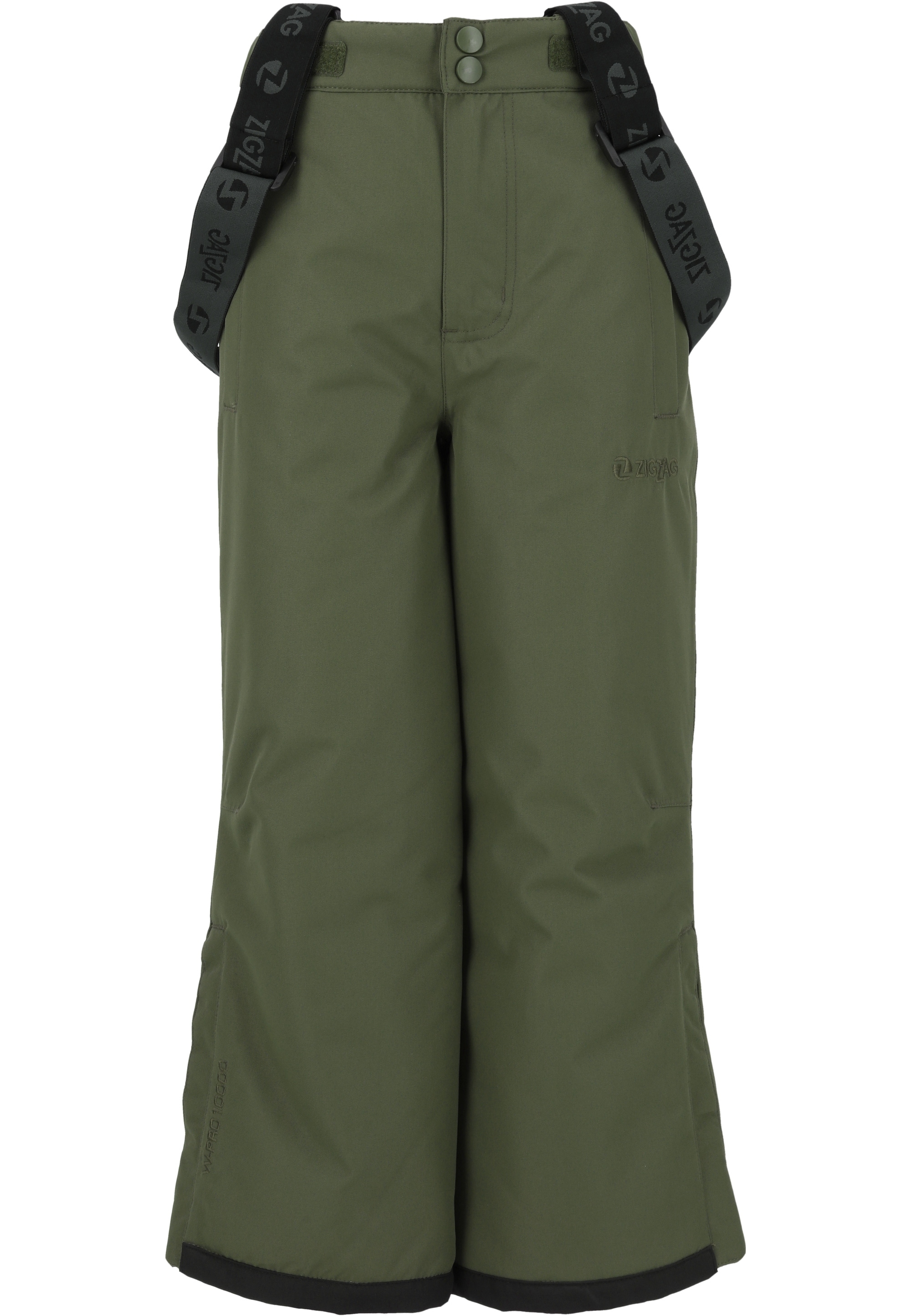 Skihose ZIGZAG "Soho", Mädchen, Gr. 116, EURO-Größen, grün (dunkelgrün), 88% Polyester, 12% Elasthan, unifarben, lang, Hosen Skihose, mit abnehmbaren Hosenträgern