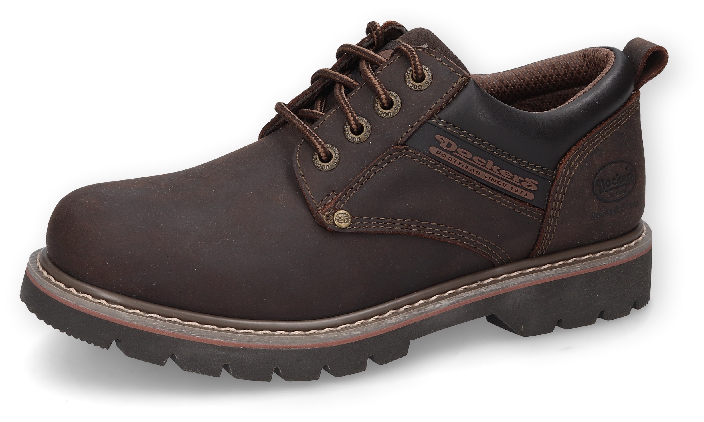 Schnürschuh DOCKERS BY GERLI, Herren, Gr. 43, braun, Leder, Schuhe, Trekkingschuh, Trachtenschuh mit Profilsohle