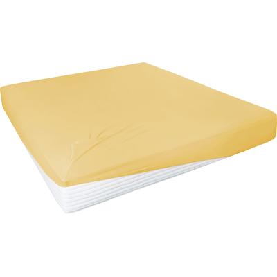 Spannbettlaken PRIMERA "Elasthan-Feinjersey", gelb (senf), B:140-160cm L:200-220cm, Jersey-Elasthan, Obermaterial: 95% Baumwolle, 5% Elasthan, Laken, PREMIUM, aus 95% gekämmter Baumwolle und 5% Elasthan, bis 28 cm Höhe Image