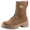 Schnürstiefelette GABOR, Damen, Gr. 39, braun (hellbraun), Veloursleder, unifarben, modisch, Schuhe, Blockabsatz, Plateau, Schnürboots mit Best Fitting-Ausstattung