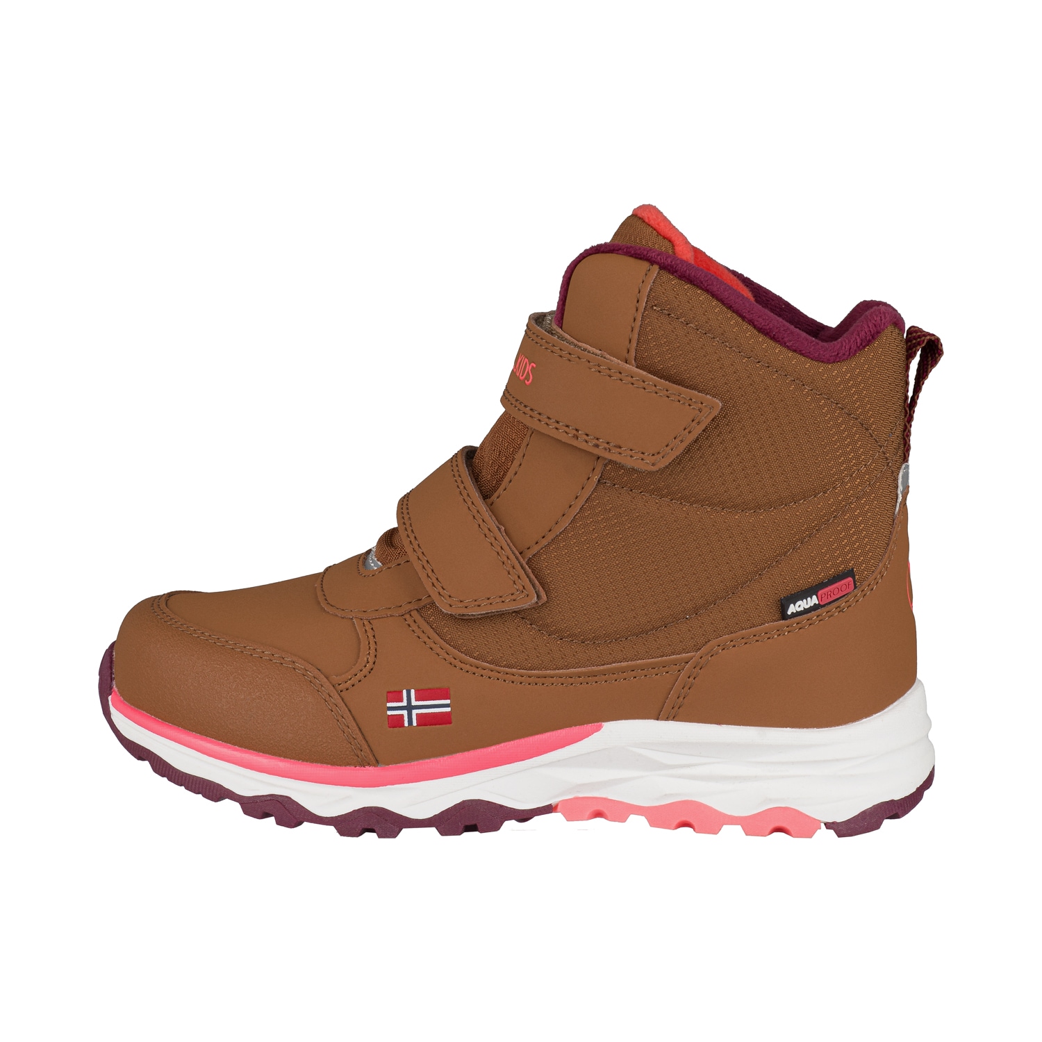 Winterstiefel TROLLKIDS "KIDS HAFJELL WINTER BOOTS", Gr. 37, braun (caramel, salmon, rotwood), Synthetik, mehrfarbig, Sportlich, Schuhe, wasserdicht, Klettverschluss, reflektierende Details Image