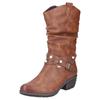 Westernstiefel RIEKER, Damen, Gr. 40, Normalschaft, braun, Lederimitat, used, modisch, Schuhe Cowboystiefel Reißverschlussstiefel, Cowboystiefel, Blockabsatz, mit wasserabweisender riekerTEX-Membran