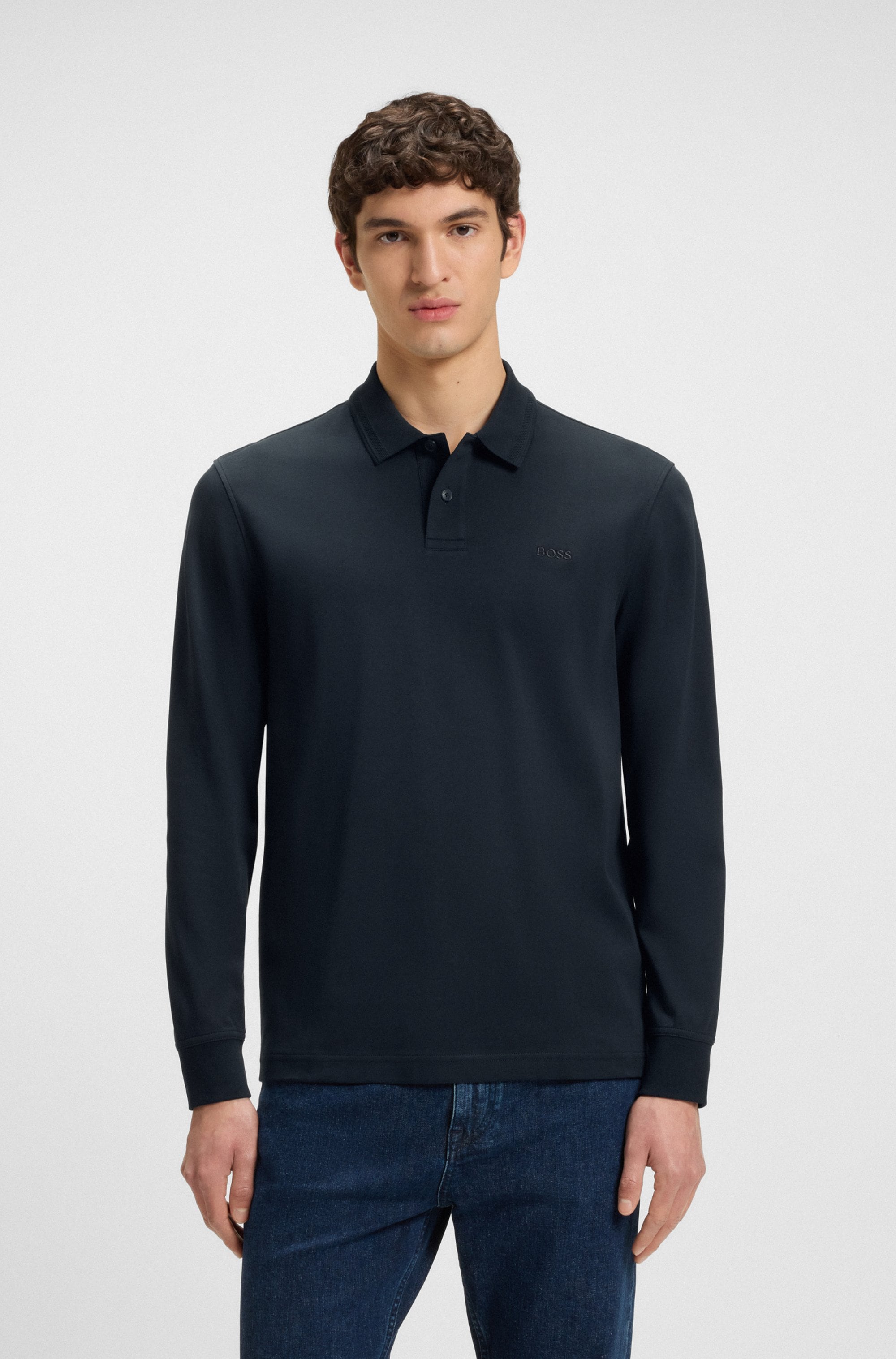 Poloshirt BOSS ORANGE "Pe", Herren, Gr. XL, blau (dunkelblau404), Jersey, Obermaterial: 100% Baumwolle, unifarben, Casual, regular fit, Bündchen, Shirts, mit Polokragen