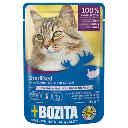 12x85g Turkey Jelly Sterilised Chunks Pouches Bozita Wet Cat Food