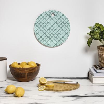 KrissyMast Green Trellis Ribbon Bows Cutting Board - Round