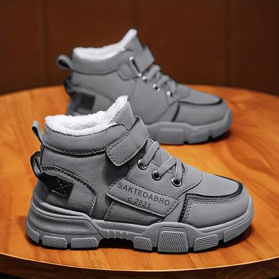 TEMU Boys Snow Boots, Winter Casual Letter Appliques Thermal Anti-slip Boots