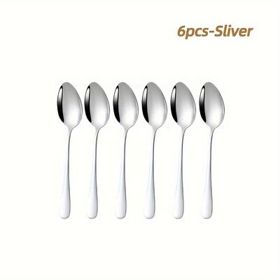TEMU Stainless Steel Espresso Spoons Set Of 6 - 4.7 Inch Mini Coffee Spoons For Dessert And Small Beverages Image
