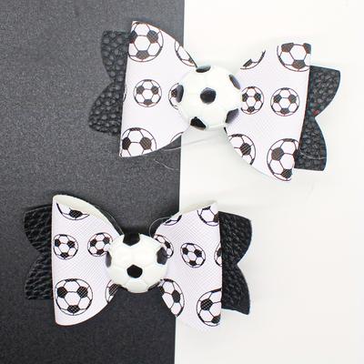 TEMU 2pcs Sports Theme Soccer Bow Hair Clips, Suitable For Party Holiday Hair Styling, Perfect Gifts For Girls