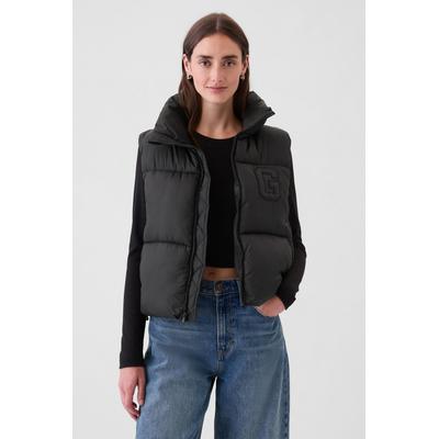 Gap Womens Black Logo Cropped Puffer Gilet Jacket - Black