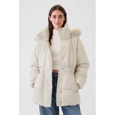 Gap Womens Off White Oversized Puffer Coat - Off White