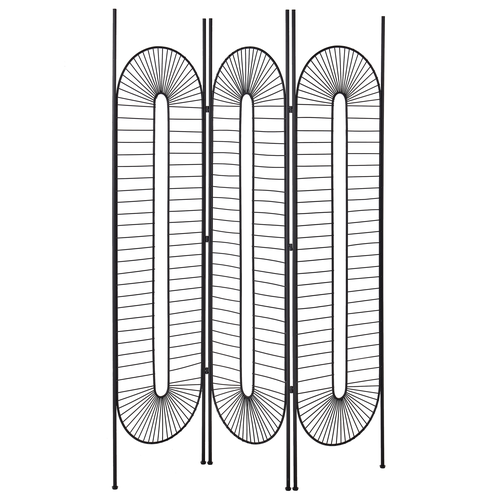 Raumteiler Schwarz Eisen 135 x 170 cm 3-Teilig Freistellbar Faltbar Modern Wohnzimmer Schlafzimmer Garderobe Innenbereich Stellwand Paravent