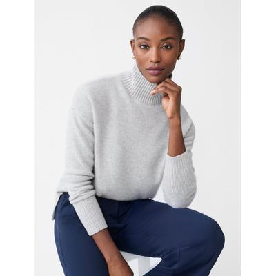 J.McLaughlin Women's Dina Cashmere Turtleneck Top Light Heather Gray, Size Small