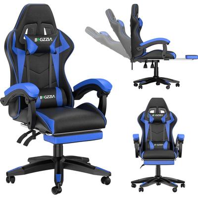 Bigzzia - Gaming Stuhl mit Fußstütze PU-Kunstleder Bürostuhl Ergonomisch - Gamer Stuhl Racing Image