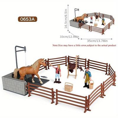 Farm Ranch Horse Club Playset - Horseback Riding Doll Animal Playset with Rider and Stable Enclosure - Educational Toys for Girls and Boys, Christmas Day Gifts, Children's Play House Toys, Detailed Fa