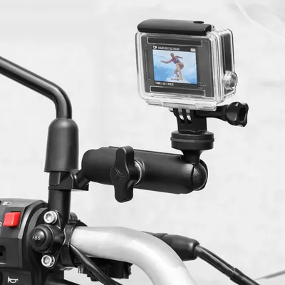 Motorcycle Camera Holder Handlebar Mirror Mount Bracket 1/4 Metal Stand For GoPro Hero8/7/6/5/4/3