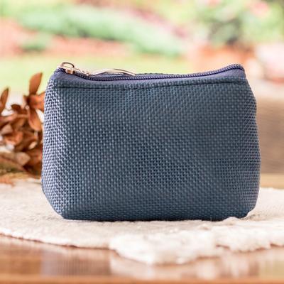 Cyan Occasion,'Handcrafted Zippered Cyan Blue Coin Purse from Costa Rica'