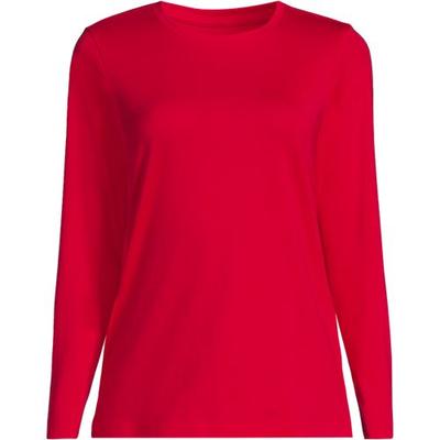 Supima Long Sleeve Crew Neck T-shirt, Women, size: 10-12, regular, Red, Cotton, by Lands' End