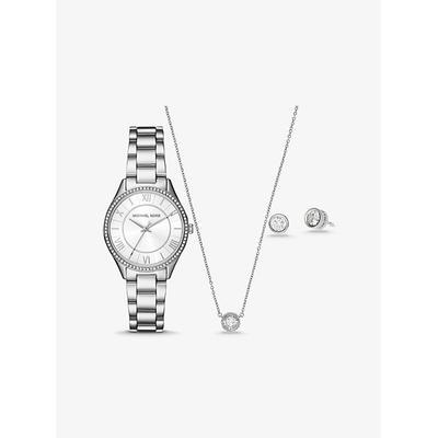 Michael Kors Mini Lauryn Silver-Tone Watch and Jewelry Gift Set Silver One Size