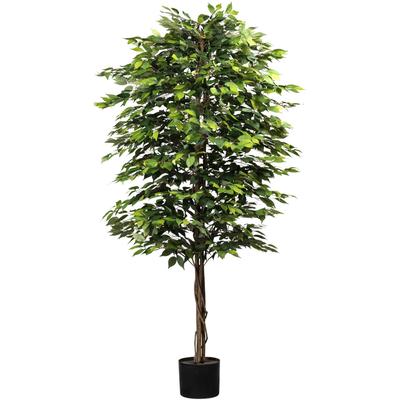 Kunstpflanze CREATIV GREEN "Ficus benjamini", grün, H:210cm, Kunststoff, Kunstpflanzen, mit Naturstamm Image