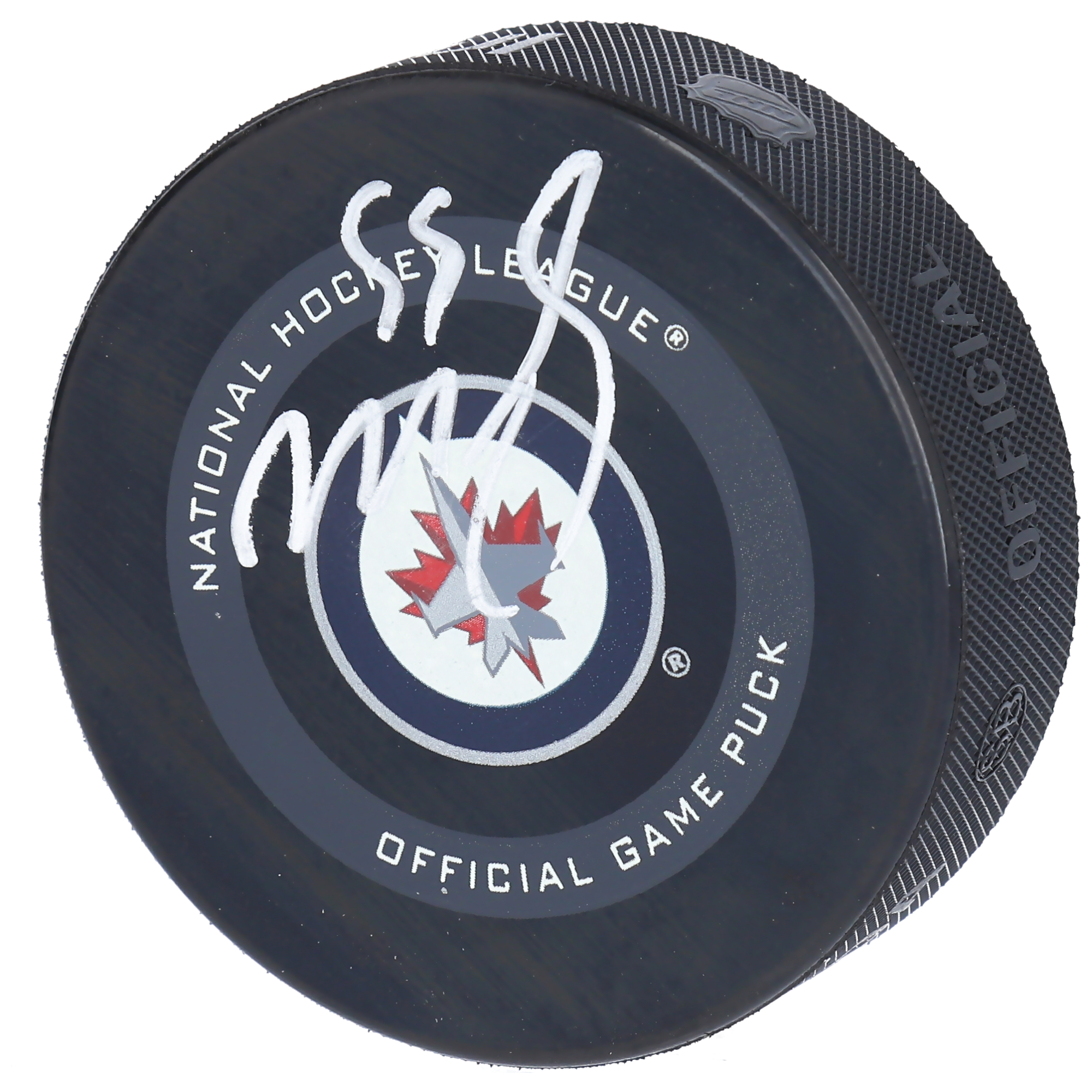 Von Mark Scheifele signierter Winnipeg Jets-Puck, Modell 2019, offizieller Spielpuck Image