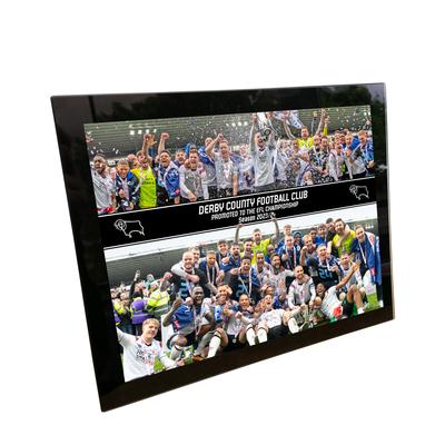 Derby County Promoted 24 Celebration gerahmter Druck – 16 x 12 Zoll Image