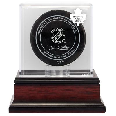 Vitrine mit Logo des Hockey-Pucks der Toronto Maple Leafs (1970–2016) aus Mahagoni Image