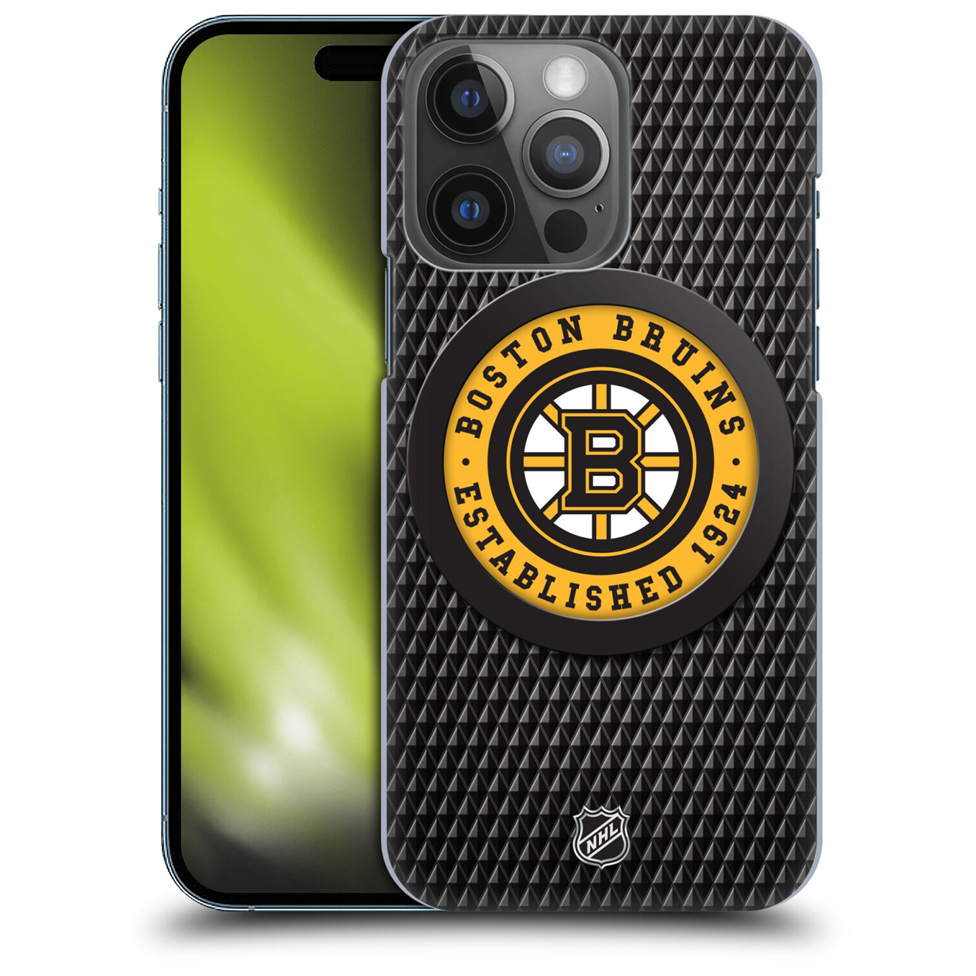 Boston Bruins NHL Puck Texture Grafik Phone Case - iPhone Image