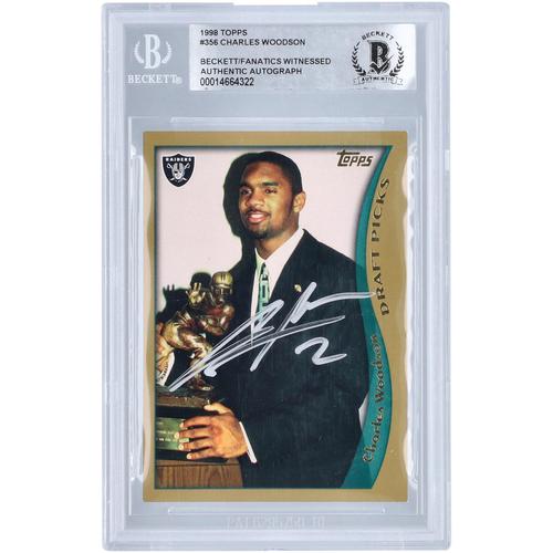 Charles Woodson Oakland Raiders signierte 1998 Topps #356 Beckett Fanatics bezeugte authentifizierte Rookie-Karte