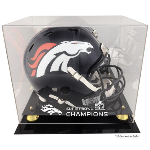 Denver Broncos Golden Classic Helm Super Bowl 50 Champions Logo Vitrine