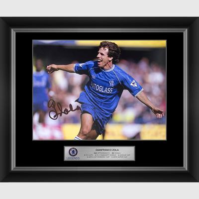 Signierter gerahmter Druck von Gianfranco Zola, Premier League-Ikone Image