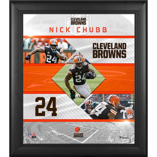 Nick Chubb Cleveland Browns gerahmte Collage mit genähten Sternen, 15 x 17 Zoll