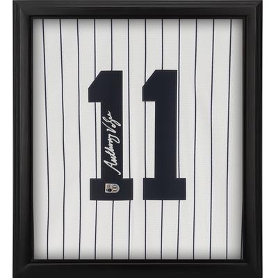 Anthony Volpe New York Yankees signiertes gerahmtes weißes Nike-Replika-Trikot Shadowbox Image