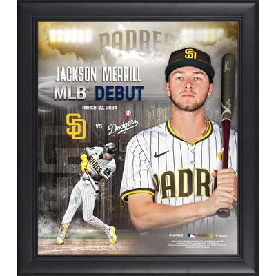 Jackson Merrill San Diego Padres, gerahmt, 15 x 17 Zoll, 2024 MLB-Debüt-Collage Image