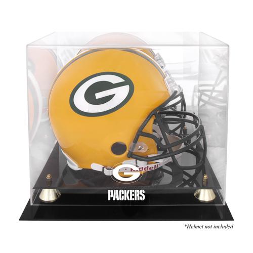 Goldene klassische Helmvitrine der Green Bay Packers mit verspiegelter Rückseite