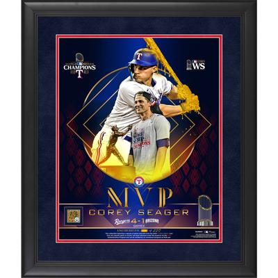 Corey Seager Texas Rangers, gerahmte 16" x 20"-Collage mit dem MVP der World Series Champions 2023 und einer Kapsel aus beim Spiel verwendetem World Series-Sand, limitierte Auflage von 250 Stück Image