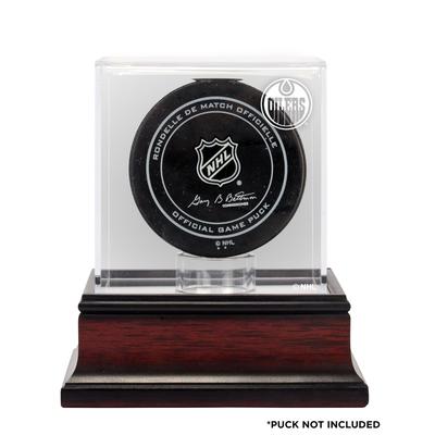Edmonton Oilers Mahagoni Hockey Puck Logo Vitrine Image