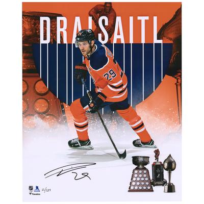 Leon Draisaitl, Edmonton Oilers, signiertes 16" x 20" Hart & Art Ross 2020, stilisierte Fotografie – limitierte Auflage von 129 Image