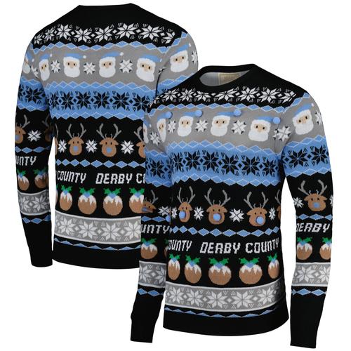 Derby County Fairisle Weihnachtspullover – Schwarz – Erwachsene