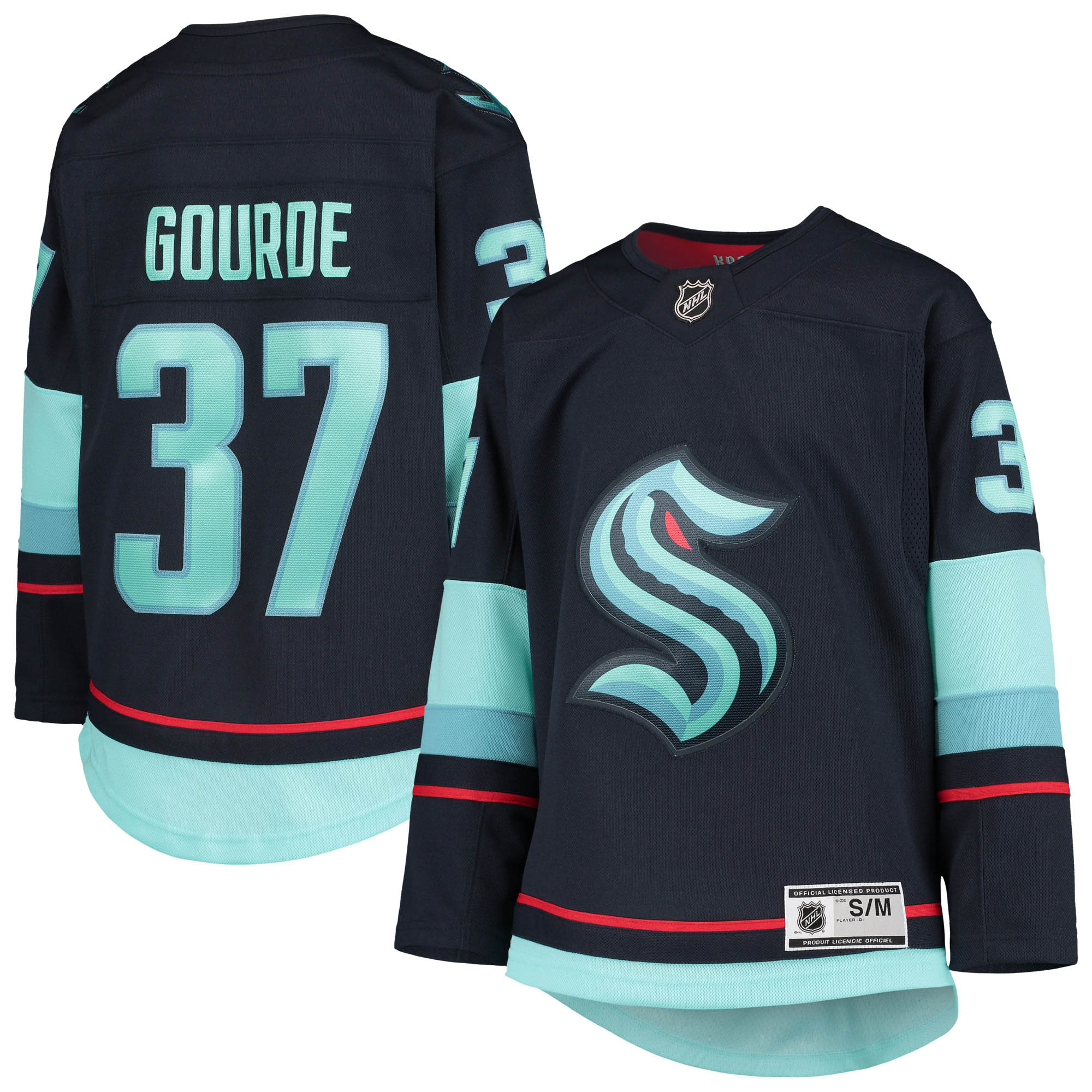 Jugend-Yanni Gourde Deep Sea Blue Seattle Kraken Heim-Premier-Spielertrikot Image
