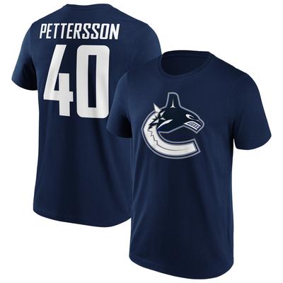 Vancouver Canucks Fanatics Branded Iconic Name & Number Graphic T-Shirt - Navy - Pettersson 40 - Herren Image
