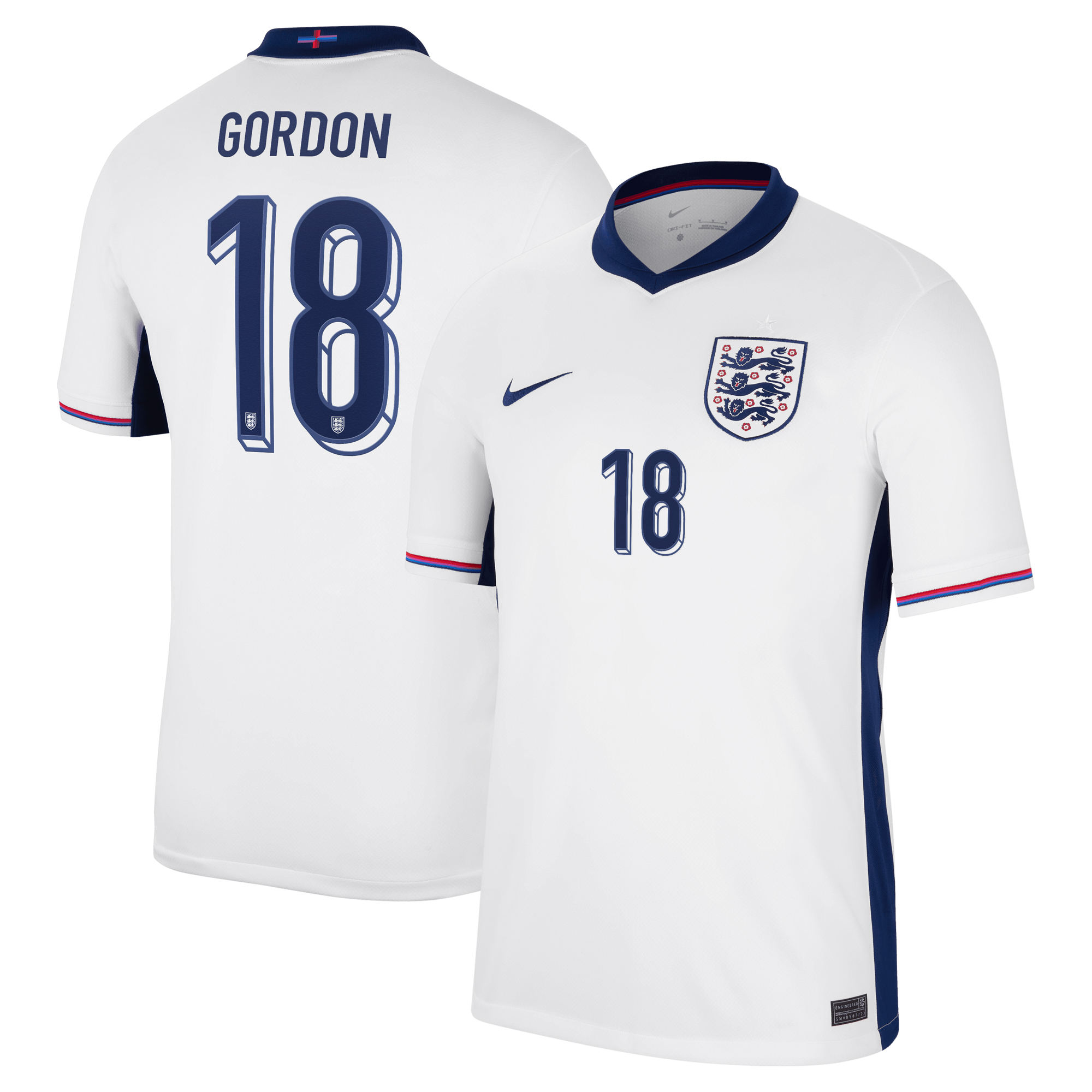 England Nike Stadion-Heimtrikot 2024 mit Aufdruck Gordon 18 Image