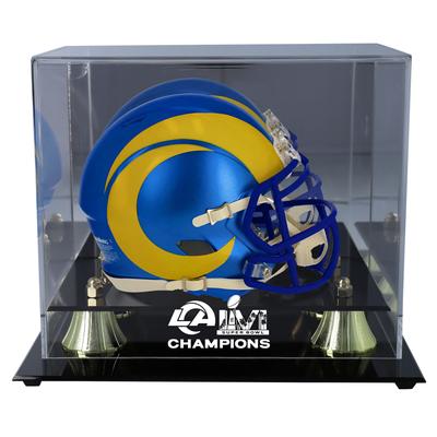 Goldene klassische Mini-Vitrine für Helme der Los Angeles Rams im Super Bowl LVI Champions Image