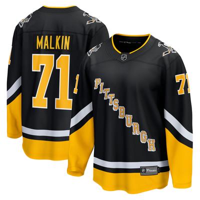 Schwarzes Pittsburgh Penguins-Ersatztrikot mit Evgeni Malkin Fanatics-Motiv für Herren Image