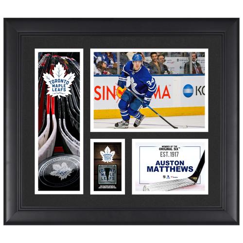 Auston Matthews Toronto Maple Leafs, gerahmte 15 x 17 Zoll große Spielercollage mit einem Stück eines beim Spiel verwendeten Pucks