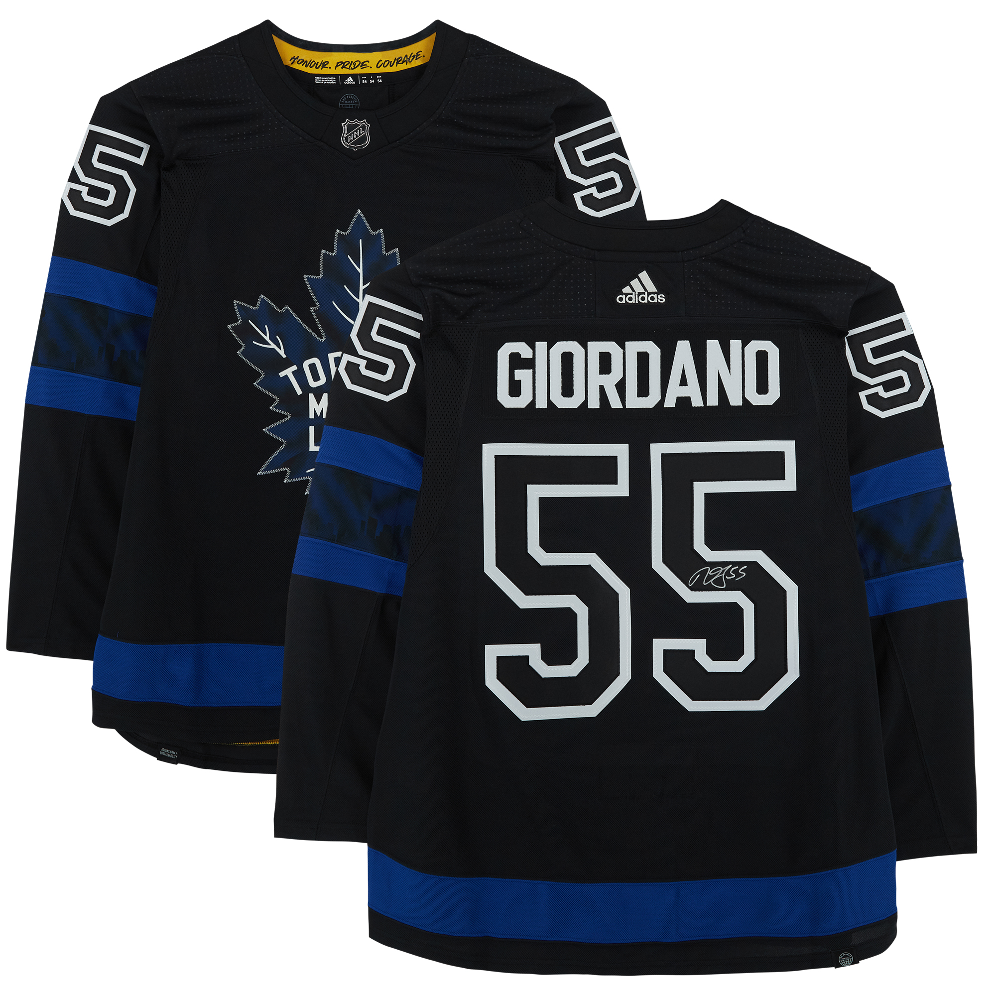 Von Mark Giordano signiertes schwarzes alternatives authentisches Adidas-Trikot der Toronto Maple Leafs Image