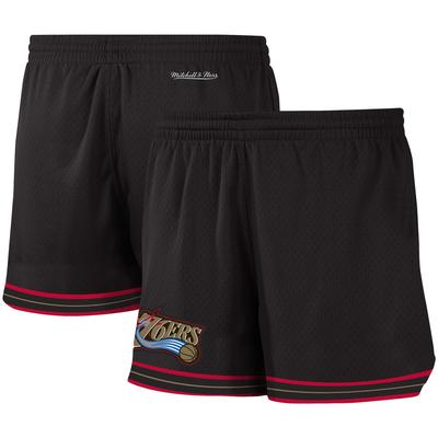 Schwarze Philadelphia 76ers Jump Shot-Shorts von Mitchell & Ness für Damen Image