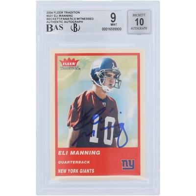 Eli Manning New York Giants signierte 2004 Fleer Tradition #331 Beckett Fanatics bezeugte authentifizierte 9/10 Rookie-Karte Image