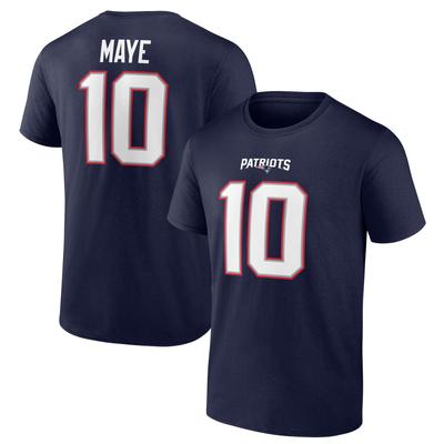 New England Patriots Name und Nummer Grafik T-Shirt - Drake Maye 10 - Herren Image